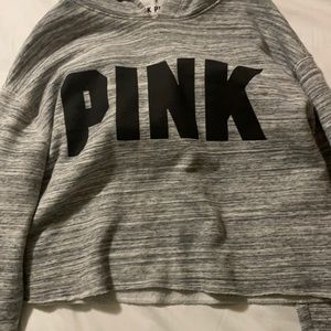 PINK vs gray cropped hoodie